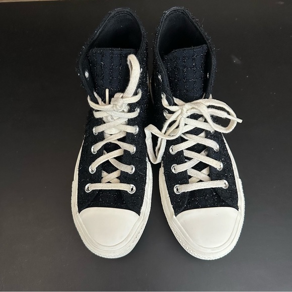 Converse Women's Chuck Taylor All Star Lift Hi Tweed Fabric BLACK WHITE Size 7 - Picture 6 of 11